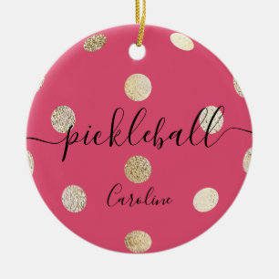 Décoration En Céramique Cute Girl Pickleball Rose Gold