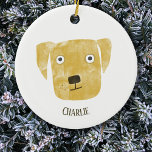 Décoration En Céramique Cute Golden Labrador Retriever Dog Personnalisé<br><div class="desc">Apportez un peu de gaieté de vacances à votre arbre avec ce design personnalisé Golden Labrador Retriever, avec l'art original de Nic Squirrell. Doté d'une amusante aquarelle peignant un chien mignon et adorable, c'est une façon parfaite de montrer votre amour pour votre ami en fureur. Customisé avec le nom de...</div>