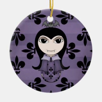 Décoration En Céramique Cute Halloween gothique vampire fille en violet