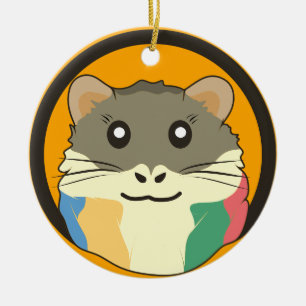 Décoration En Céramique Cute hamster face avec fourrure colorée : Amoureux