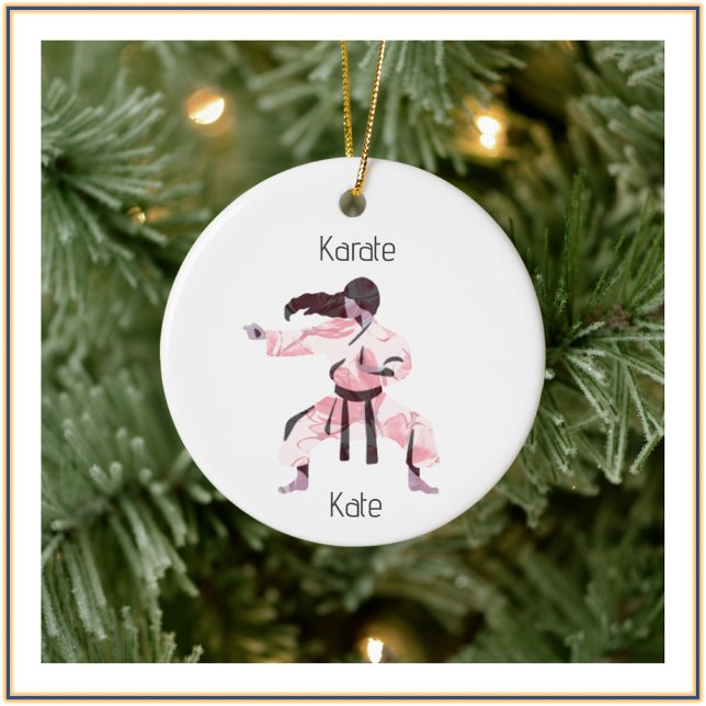 Décoration En Céramique Cute Karate Girl Martial Arts (Bookmark my store! https://www.zazzle.com/store/capricepetit)