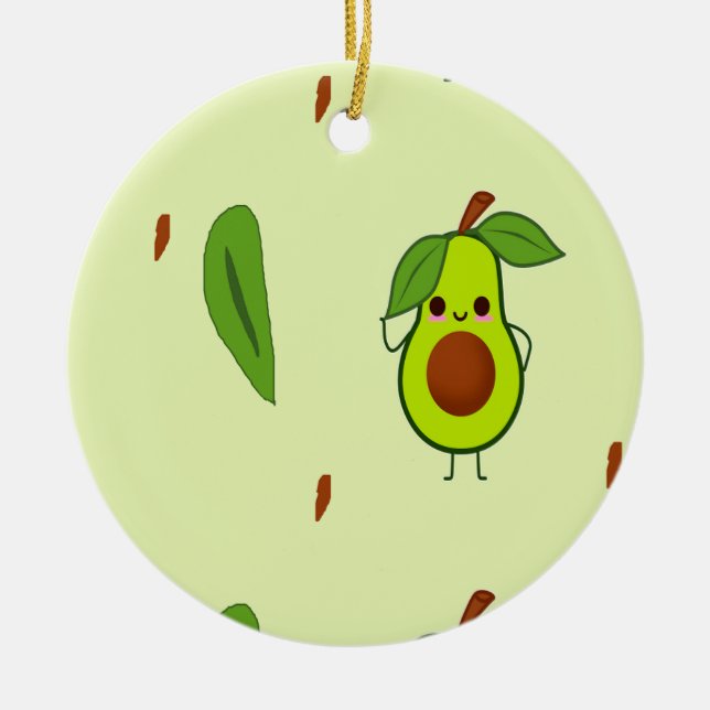 Décoration En Céramique Cute kawaii avocado (Devant)