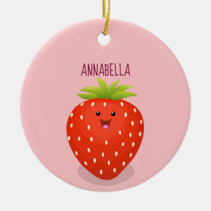 Décoration En Céramique Cute kawaii strawberry cartoon illustration