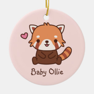 Décoration En Céramique Cute Little Red Panda Doodle Kids Personalized