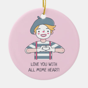 Décoration En Céramique Cute Love You With All Mime Heart Pink
