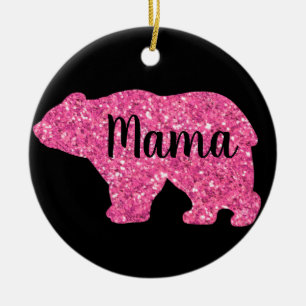 Décoration En Céramique Cute Mama ours design mère cadeau jour cadeau noir