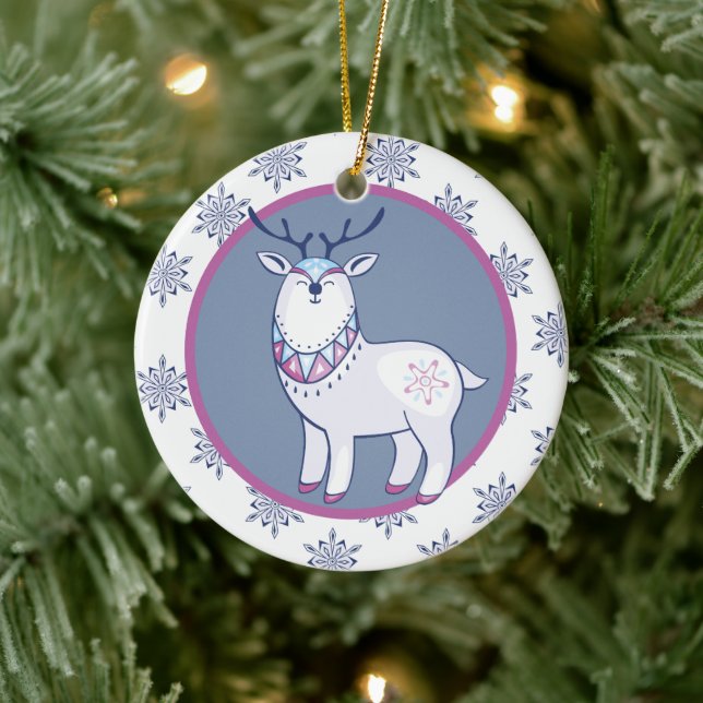 Décoration En Céramique Cute Nordic Style Reindeer Kids Personnalisé (Arbre)