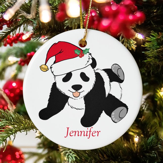 Décoration En Céramique Cute Panda Bear Personalized Kids Christmas (Créateur téléchargé)
