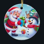 Décoration En Céramique Cute Père Noël et Snowman<br><div class="desc">classique</div>