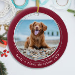 Décoration En Céramique Cute Pet Photo Quarantine Red Dog Year in Review<br><div class="desc">Pawsitively Best Year Ever ! According to the dogs! Decorate your tree or send a special gift with this super cute personalized custom pet photo christmas ornament. This funny pandemic quarantine dog christmas ornament will be a favorite among all dog lovers. Add your dog's photo and personalize with name and...</div>