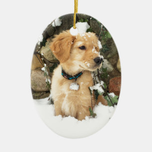 Décoration En Céramique Cute Puppy jaune laboratoire golden extracteur