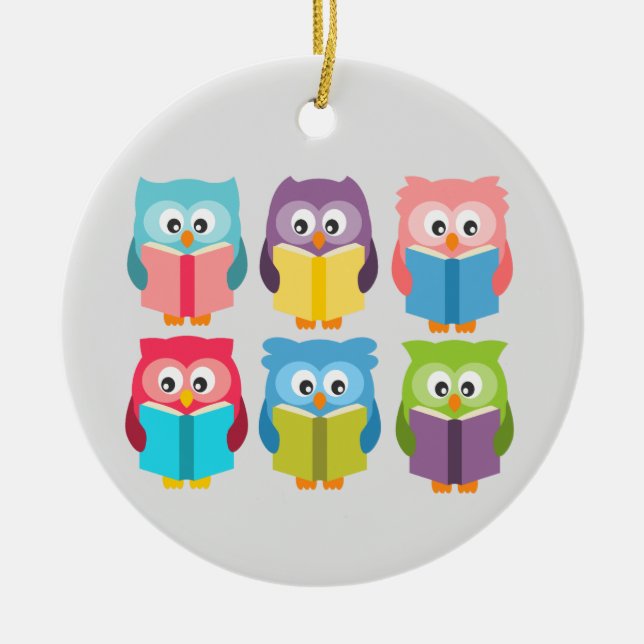 Décoration En Céramique Cute reading owls (Devant)