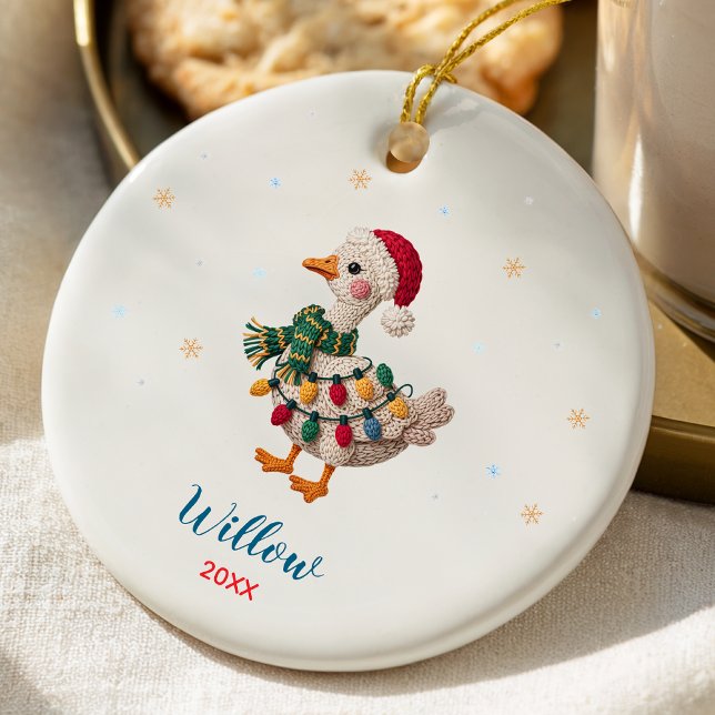 Décoration En Céramique Cute silly goose christmas lights custom (Créateur téléchargé)