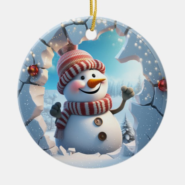 Décoration En Céramique Cute Snowman 3D (Devant)