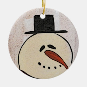 Décoration En Céramique Cute Snowman d'art primitif