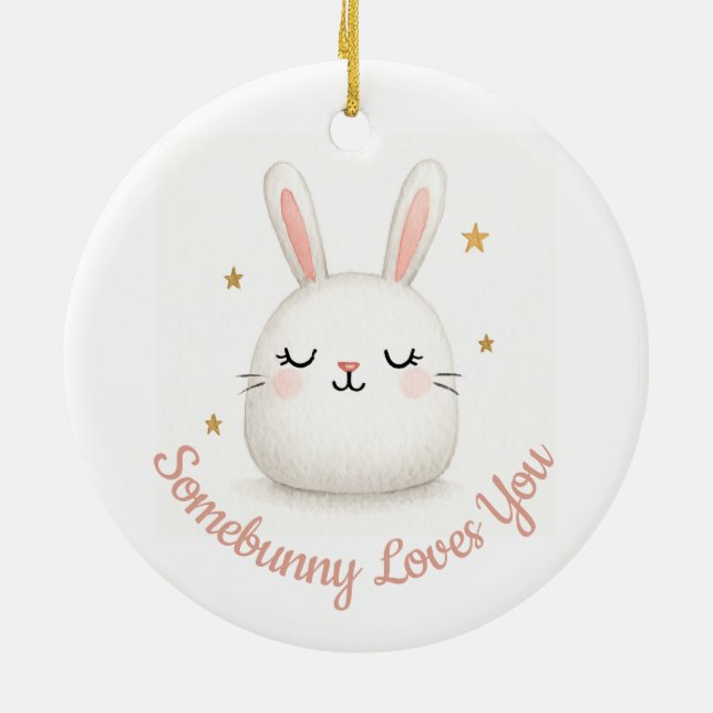 Décoration En Céramique Cute Somebunny Aime Vous Bunny Personnalisable (Dos)