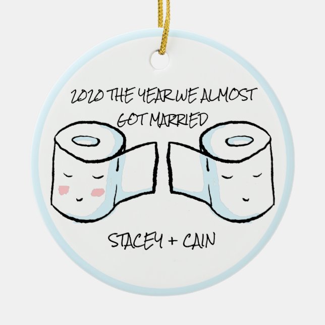 Décoration En Céramique Cute Toilet Paper Covid 2020 Mariage reporté (Devant)