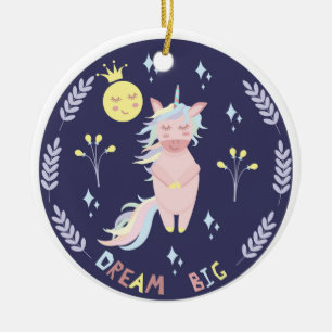 Décoration En Céramique Cute unicorn dream big navy blue