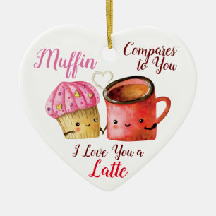 Décoration En Céramique Cute Valentine's Day Cupcake et café Mug Couple