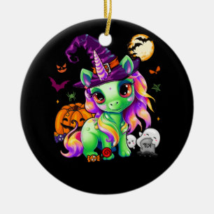 Décoration En Céramique Cute Witchy Unicorn Halloween Witch Zombie Citroui
