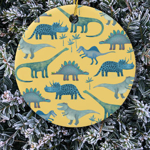 Décoration En Céramique Cute Yellow et Blue Dinosaures
