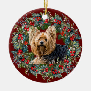 Décoration En Céramique Cute Yorkshire Terrier amoureux de les chiens Fête