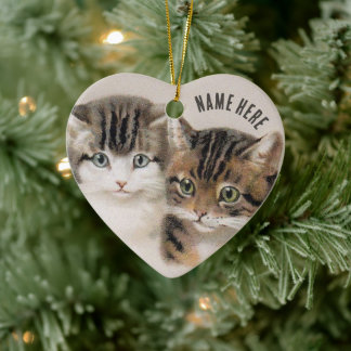 Décoration En Céramique Cutie Kitten Visages ・ Art de H. Maguire ・ Ornemen