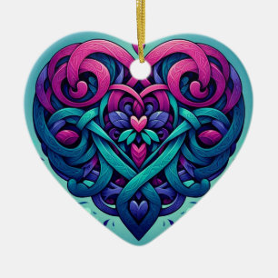 Décoration En Céramique Cyan Celtic Heart