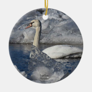 Décoration En Céramique Cygne juvénile dans la rivière Icey