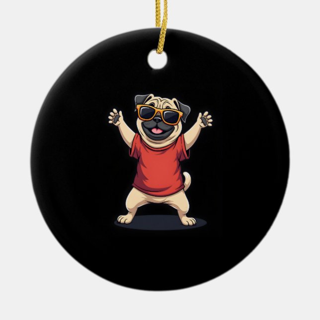 Décoration En Céramique Dabbing Dabbing Dab Carlin Chien Animaux Danse Ani (Devant)