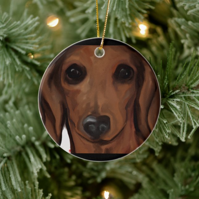 DÉCORATION EN CÉRAMIQUE DACHSHUND             (Arbre)