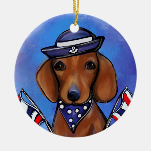 Décoration En Céramique Dachshund    (Devant)
