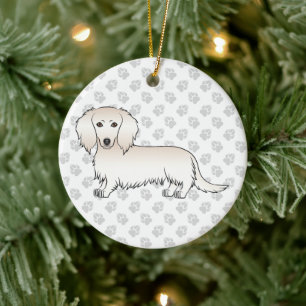 Décoration En Céramique Dachshund à longs poils crème Chien de dessin anim