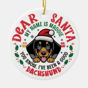 Décoration En Céramique Dachshund Chien Père Noël Série de Noël personnali