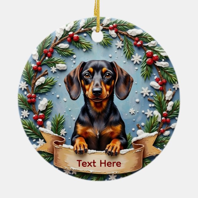 Décoration En Céramique Dachshund Christmas Ornament (Dos)