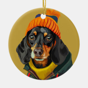 Décoration En Céramique Dachshund élégant