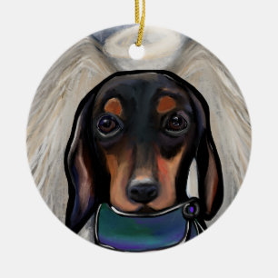 Décoration En Céramique Dachshund noir et feu