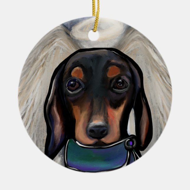 Décoration En Céramique Dachshund noir et feu (Devant)