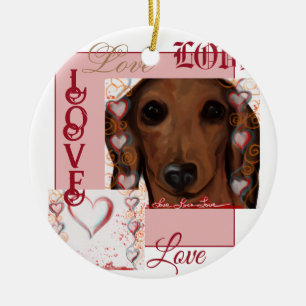 Décoration En Céramique Dachshund Rouge     