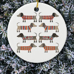Décoration En Céramique Dachshund Sausage Dog<br><div class="desc">Cute little Dachshund sausage or wiener dogs in woolly knitwear. Perfect for dog lovers and dog walkers.</div>
