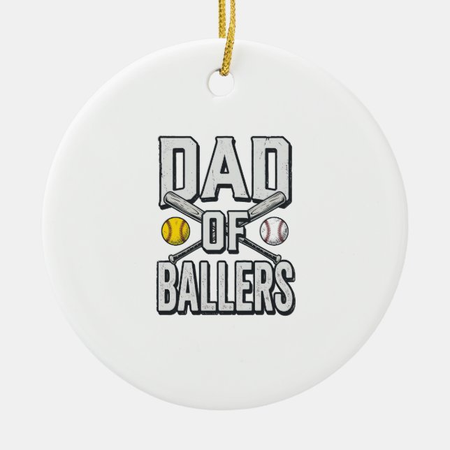 Décoration En Céramique Dad of Ballers Softball and Baseball Vintage Shirt (Devant)