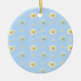 Décoration En Céramique Daisy Pattern on light blue background  