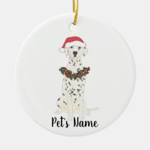 Décoration En Céramique Dalmatien de Noël personnalisé