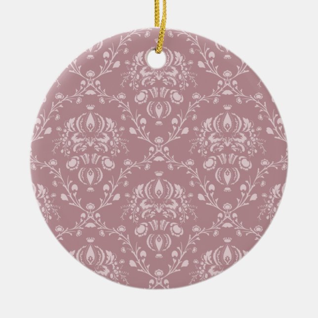 Décoration En Céramique Damas violet et blanc (Devant)
