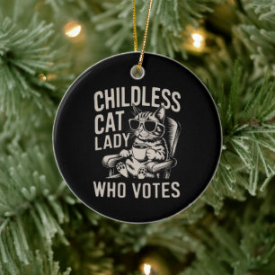 Décoration En Céramique Dame Chienne sans Enfants Vote Élection 2024 Kamal