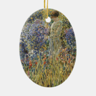 Décoration En Céramique Dame dans un jardin de Frederick Frieseke, Beaux-a
