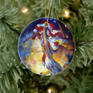 Décoration En Céramique Dame de la Liberté patriotique vintage Drapeau amé