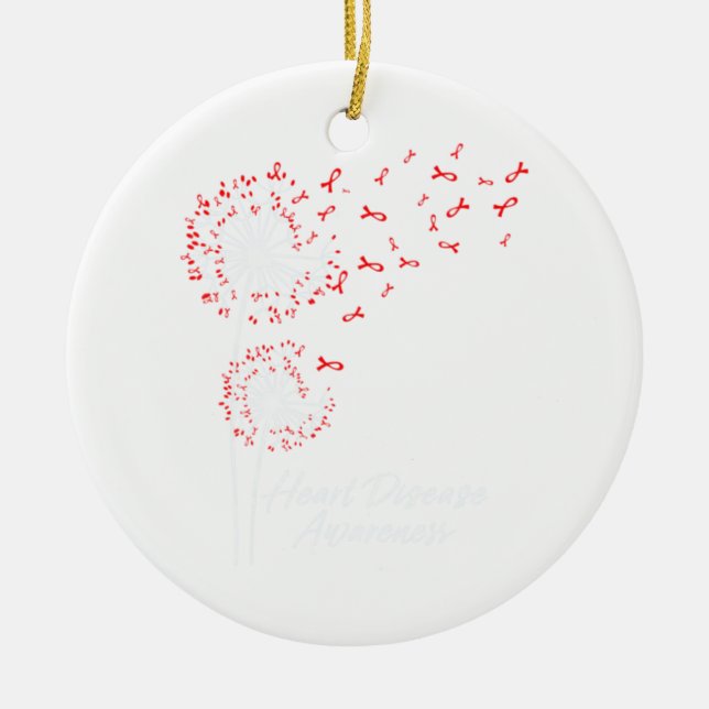 Décoration En Céramique Dandelion Go Red Ribbon Sensibilisation aux maladi (Devant)