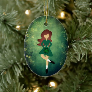 Décoration En Céramique Danse irlandaise personnalisée Brown cheveux Noël