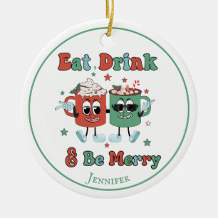 Décoration En Céramique Danses de caricature rouge rétro